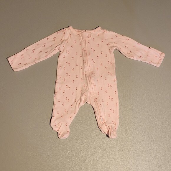 Carter's Child of Mine Infant Girl's Pink Cherry Design Footed Pajamas - Picture 1 of 6